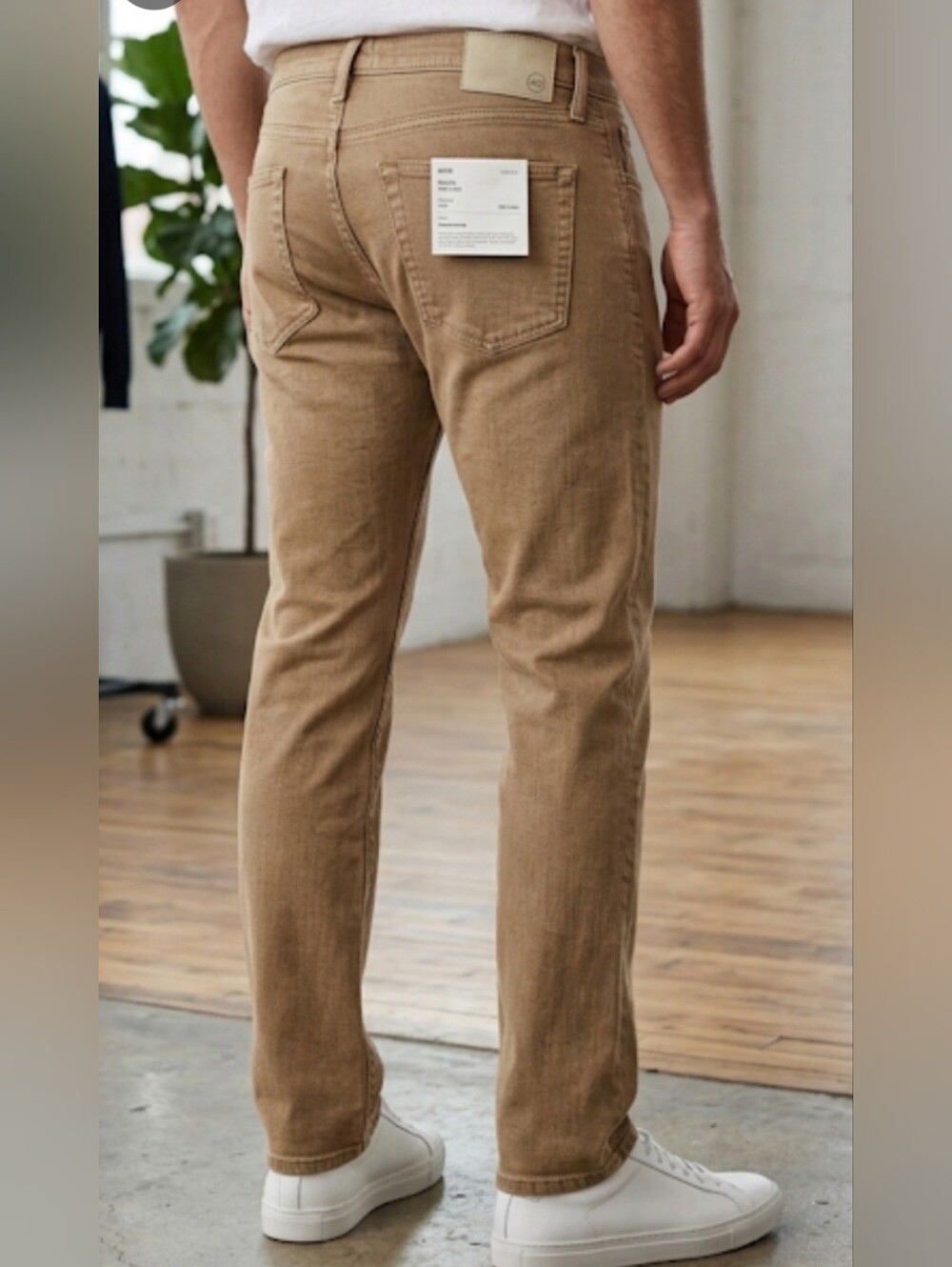 Adriano Goldschmied Tellis Jeans Modern Slim Light Beige AG-ED Denim Mens 40x33